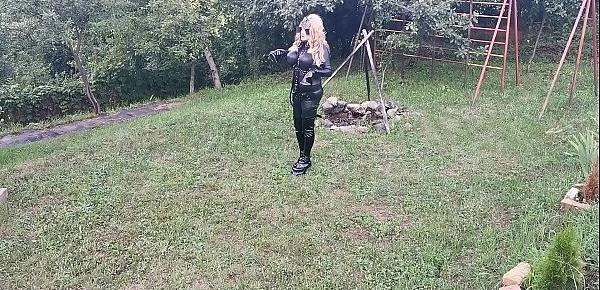  Horse training for blonde TV TS cunt by sexy goth domina pt2 HD